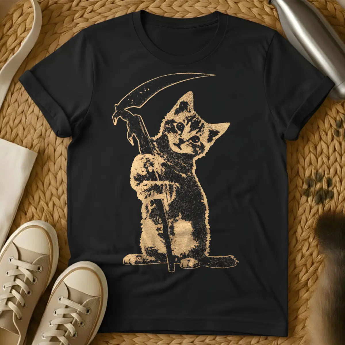 Grim Reaper Cat Shirt - Black Cat T-Shirt