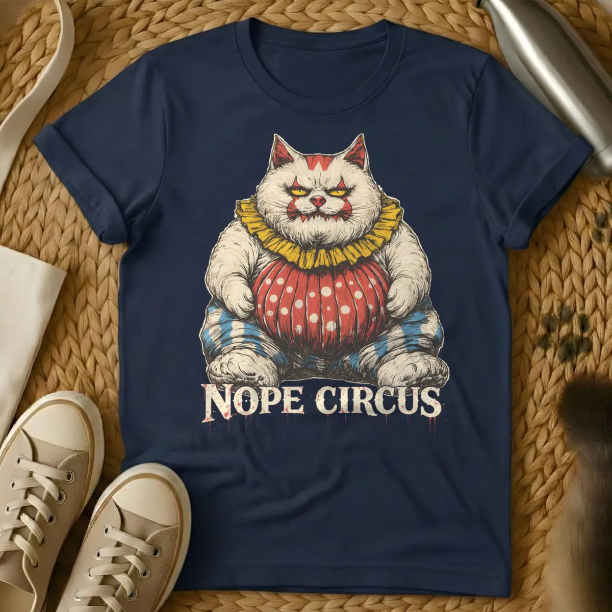 Nope Circus Cat Shirt - Navy Cat T-Shirt