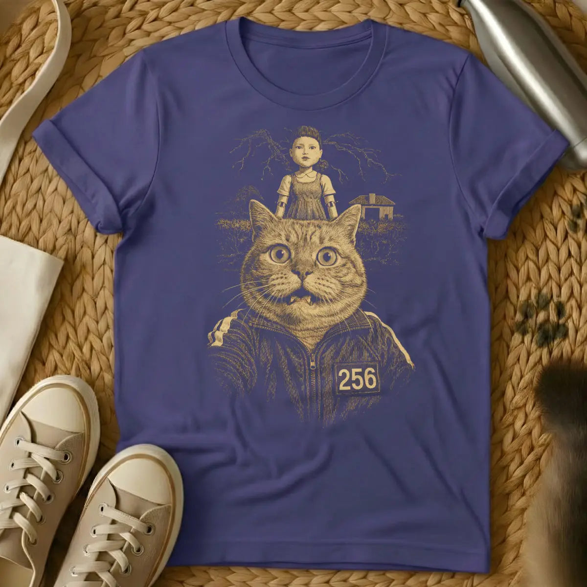 Squid Game Cat Shirt - Purple Cat T-Shirt