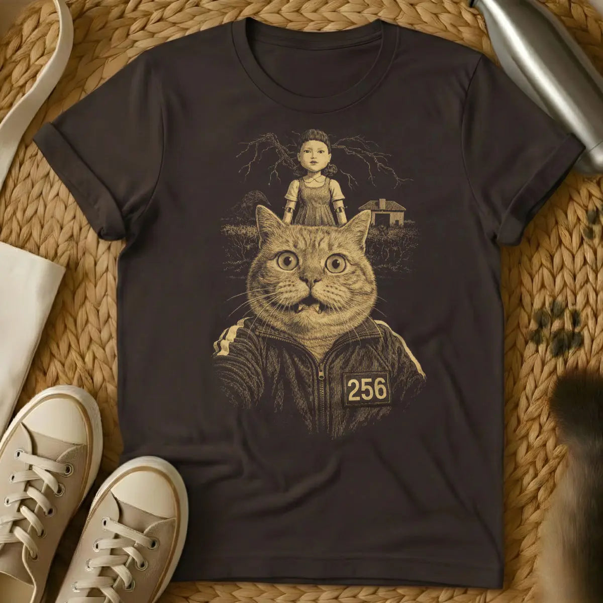 Squid Game Cat Shirt - Dark Chocolate Cat T-Shirt
