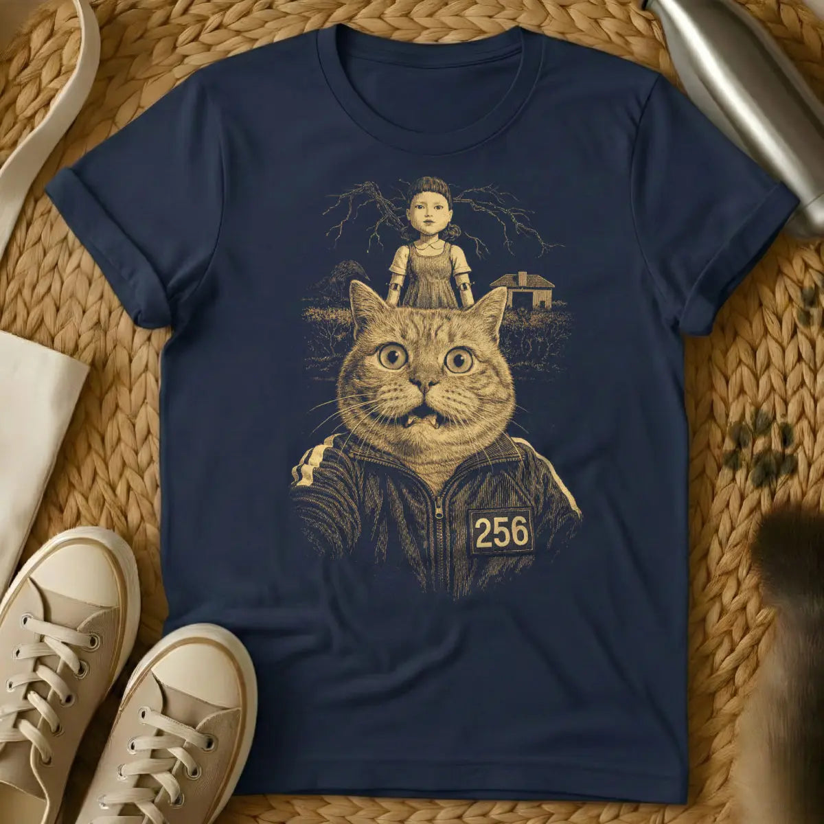 Squid Game Cat Shirt - Navy Cat T-Shirt