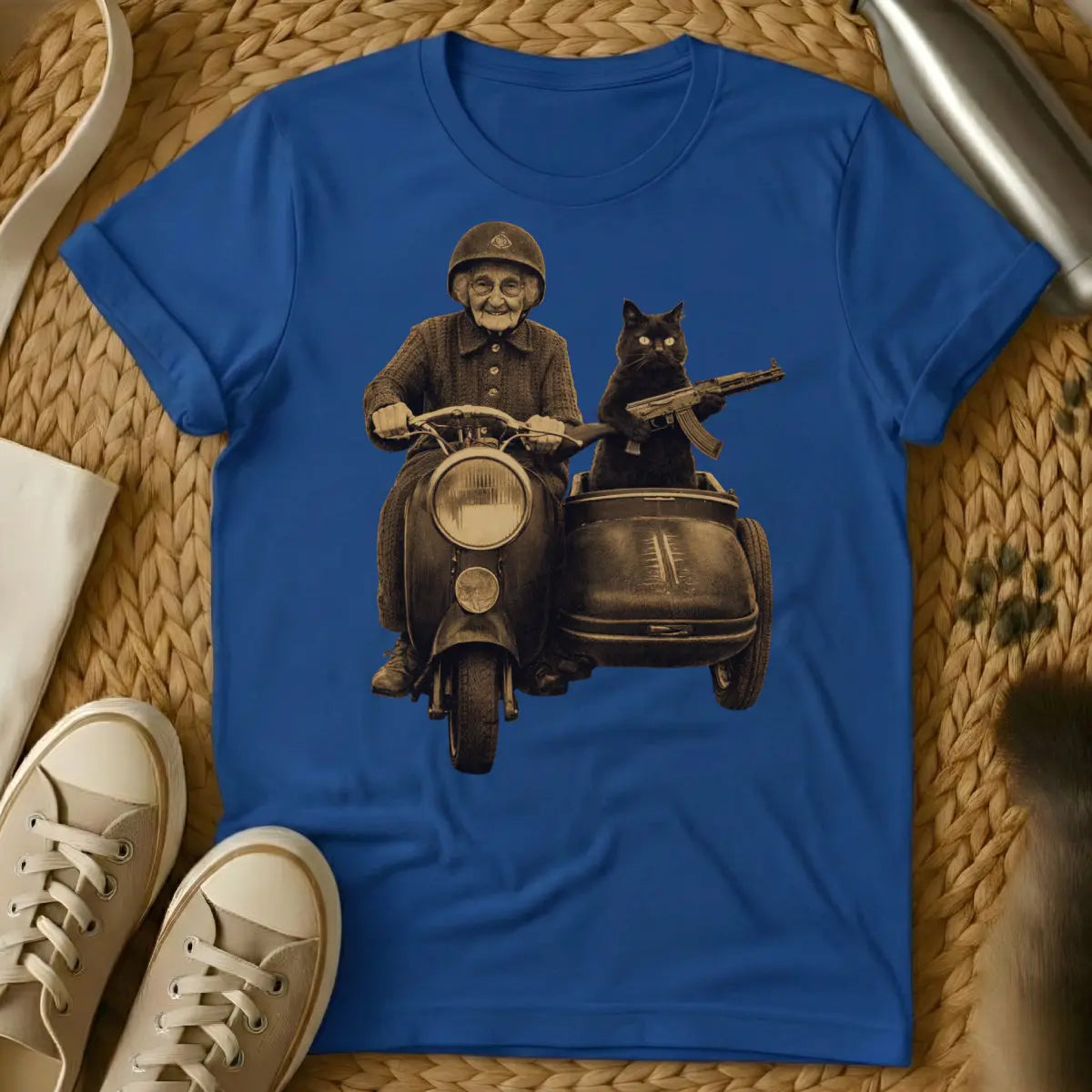 Vintage Chaos Grandma Shirt - Blue Cat T-Shirt
