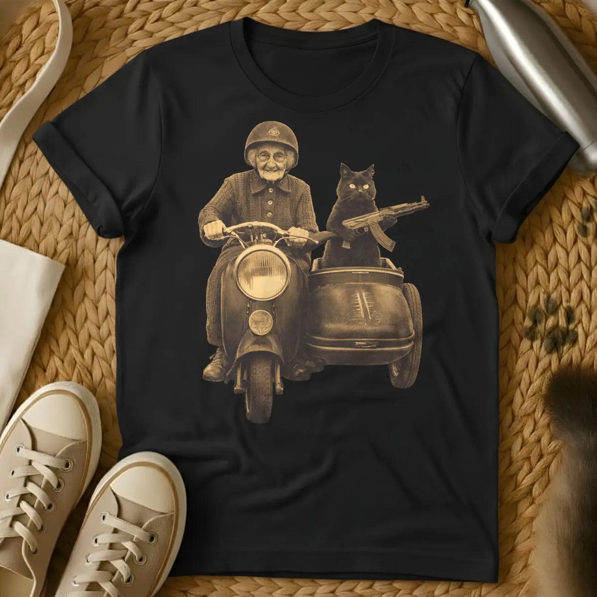 Vintage Chaos Grandma Shirt - Black Cat T-Shirt