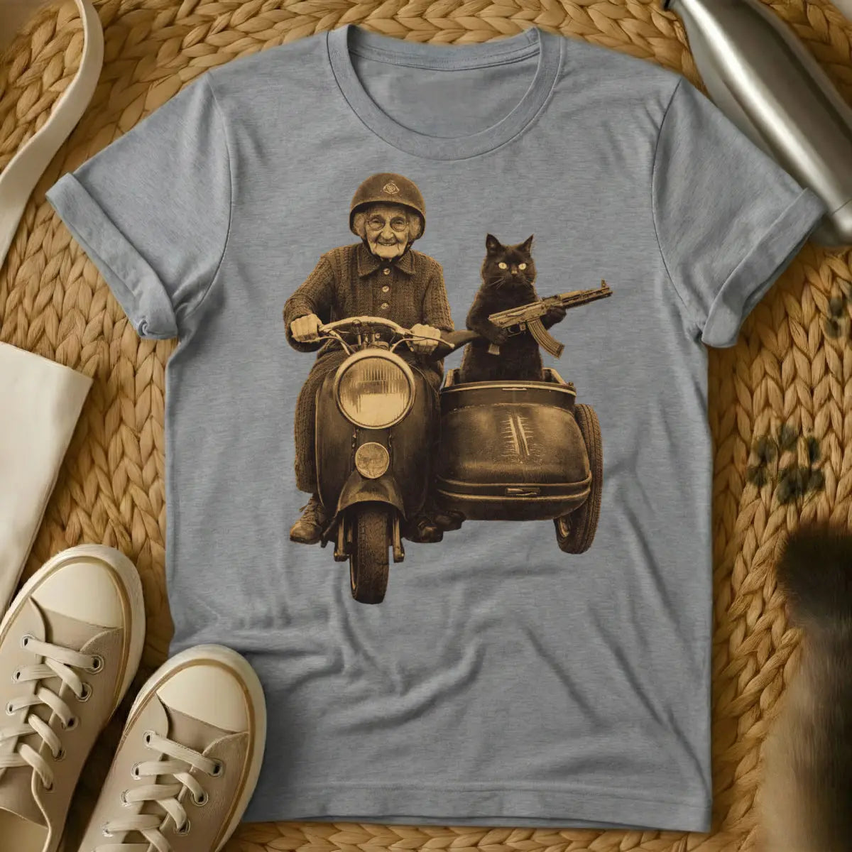Vintage Chaos Grandma Shirt - Gray Cat T-Shirt