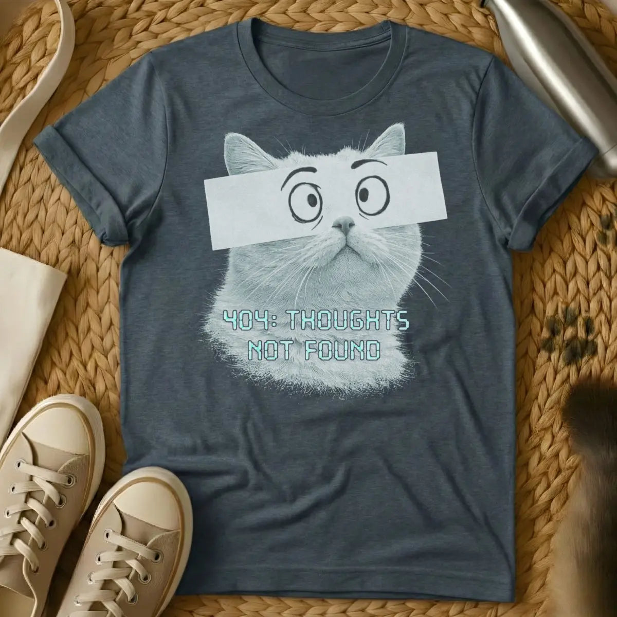 Funny Error Code Cat Tee - Premium T-Shirt - debugging humor, glitchcore, keyboard cat