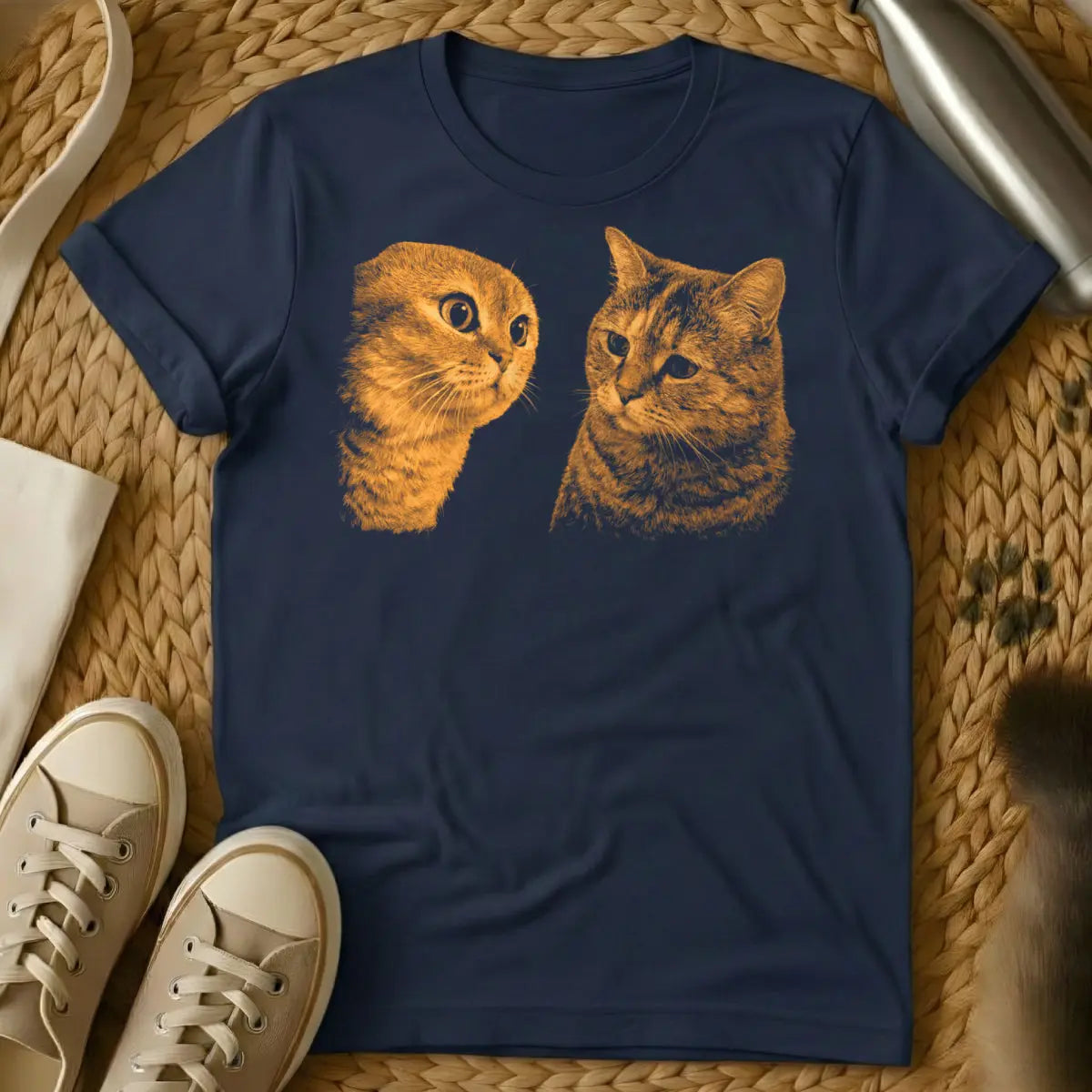 Staring Contest Cat Shirt - Navy Cat T-Shirt