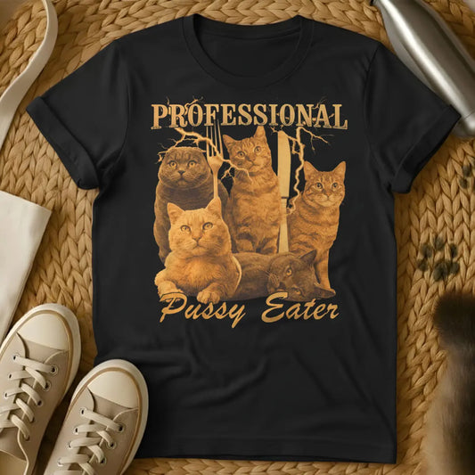 Funny Edgy Cat Graphic Tee - Black T-Shirt - anarchist chic, duality art, kawaii goth