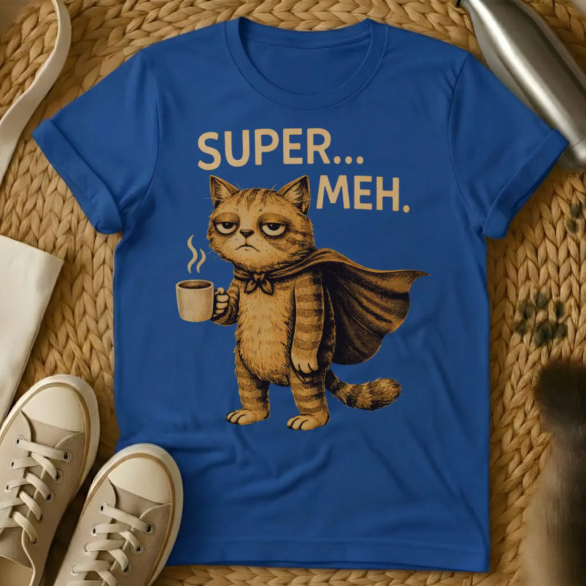 Super Meh Cat Shirt - Blue Cat T-Shirt