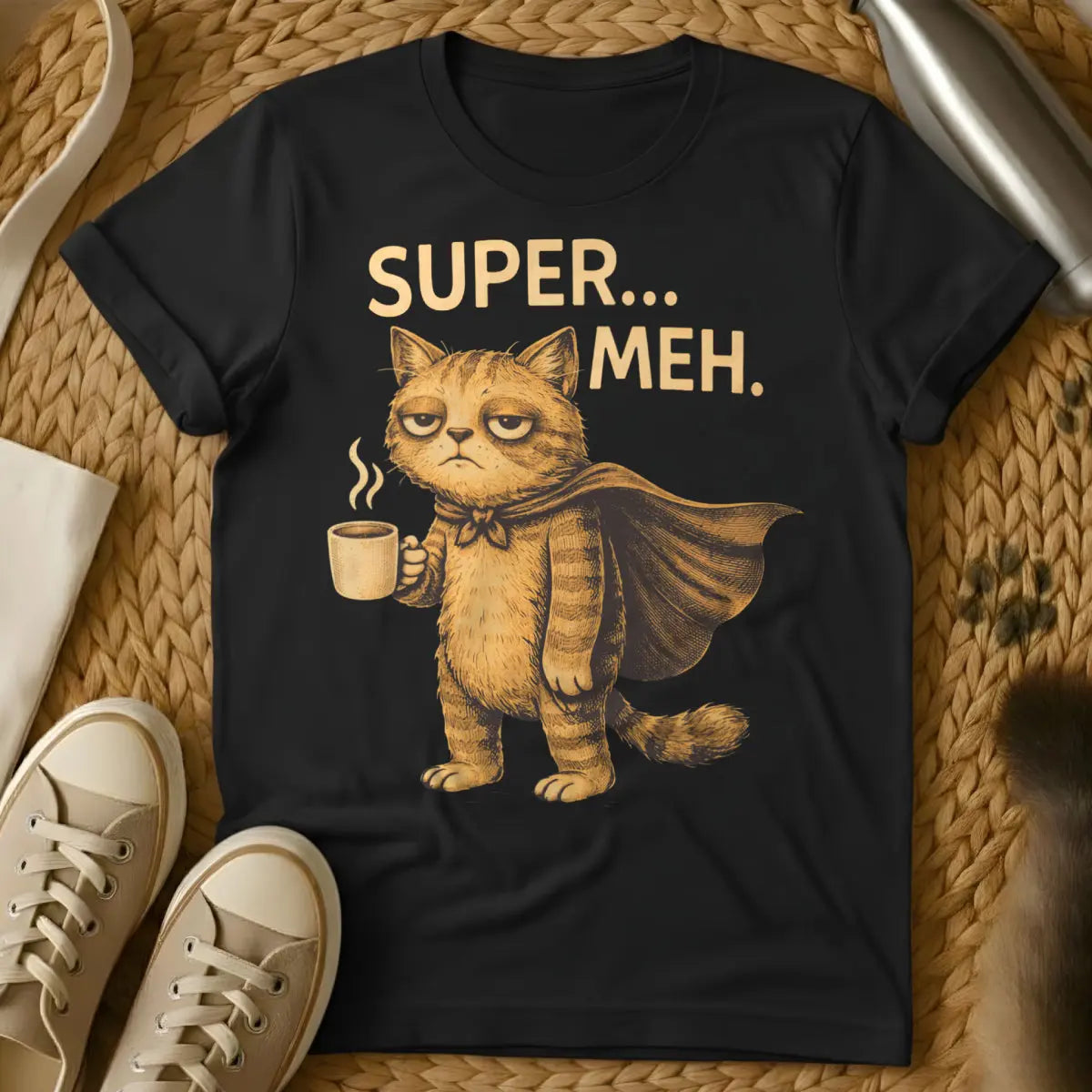 Super Meh Cat Shirt - Black Cat T-Shirt