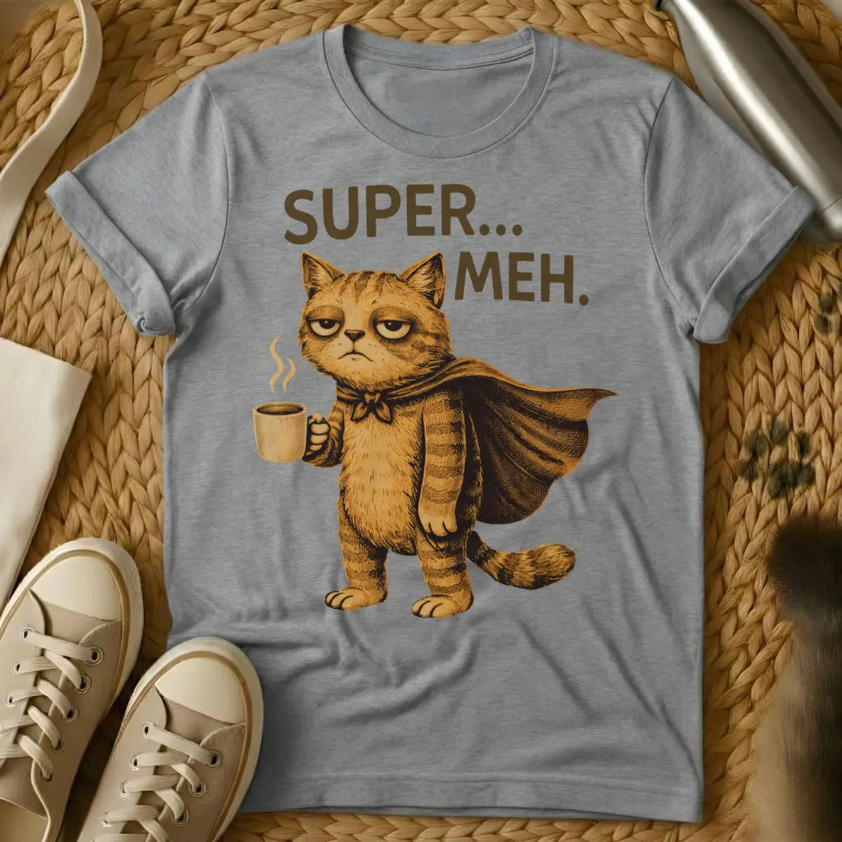 Super Meh Cat Shirt - Gray Cat T-Shirt