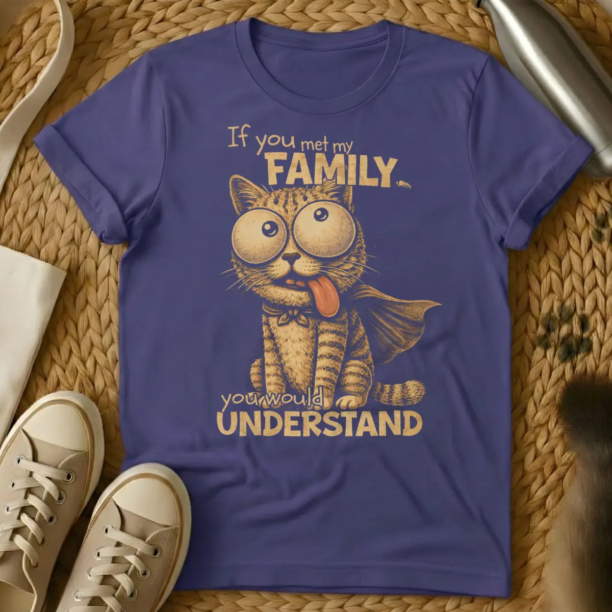 If You Met My Family Cat Shirt - Purple Cat T-Shirt