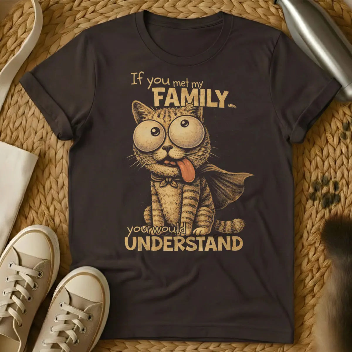 If You Met My Family Cat Shirt - Dark Chocolate Cat T-Shirt