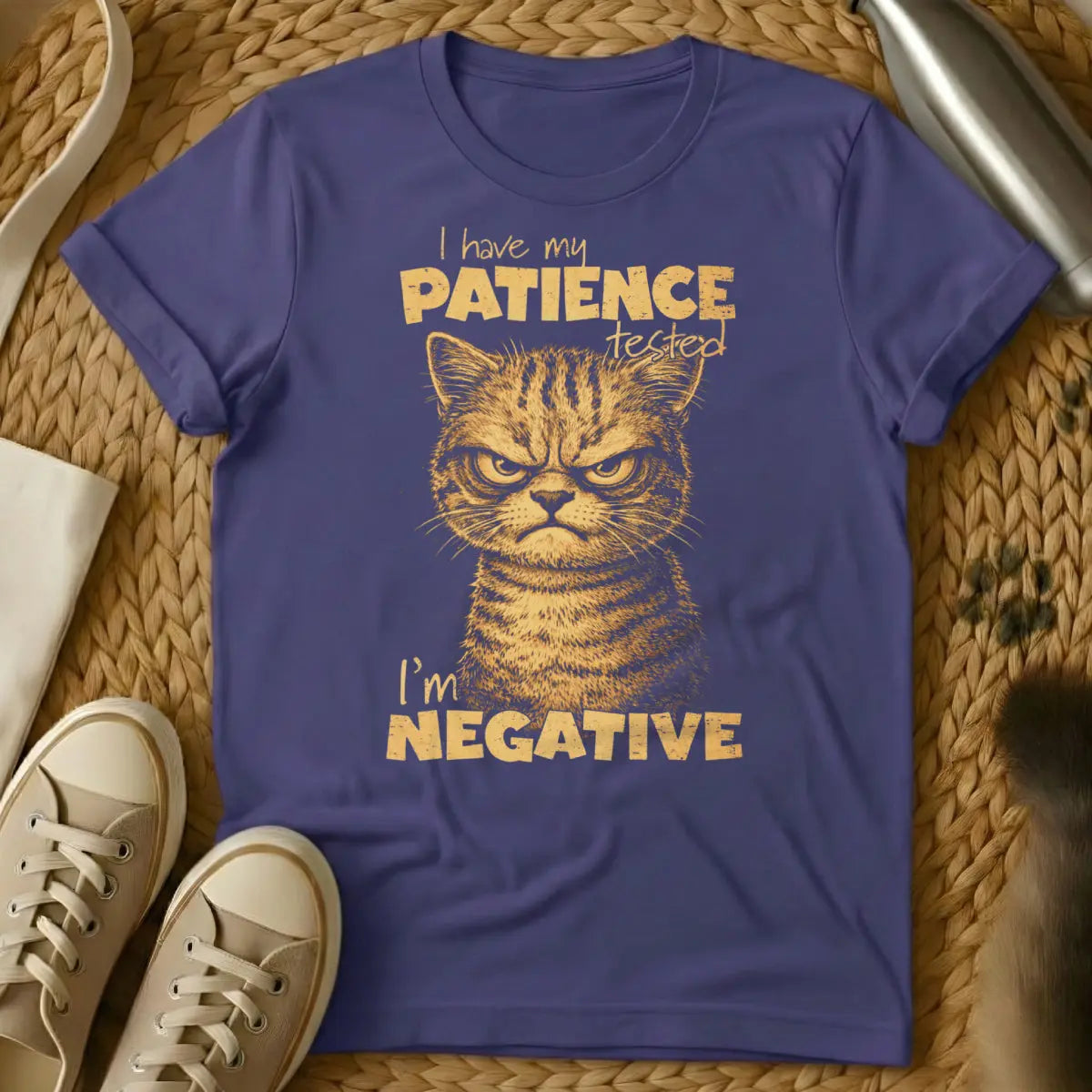 I'm Negative Patience Tee - Purple Cat T-Shirt