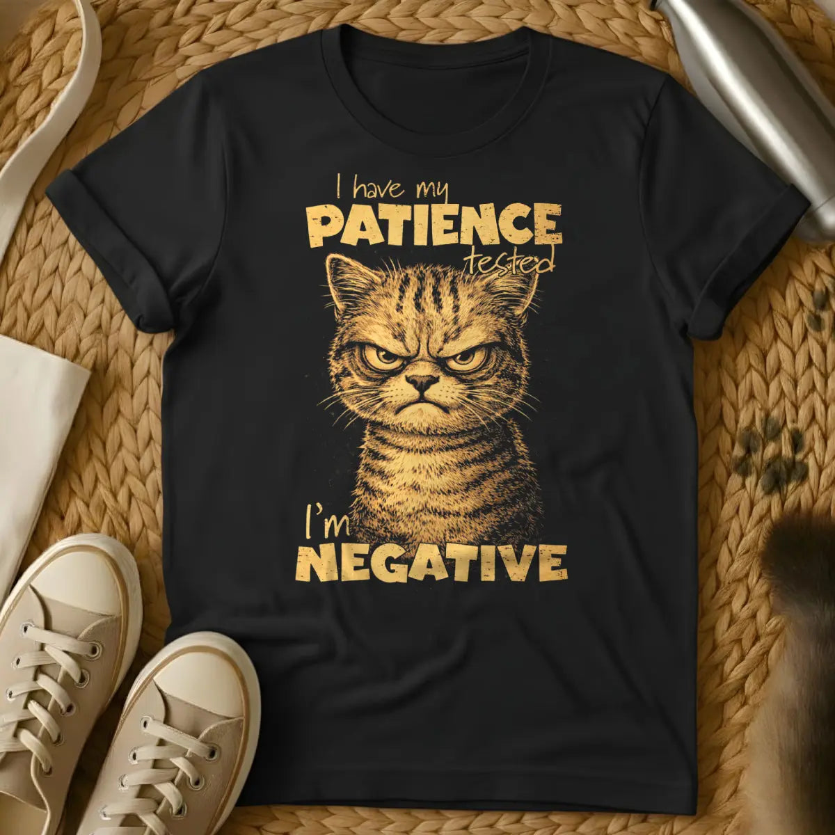 I'm Negative Patience Tee - Black Cat T-Shirt