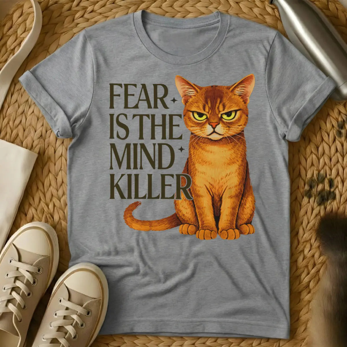 Litany Against Fear Cat Tee - Gray Cat T-Shirt