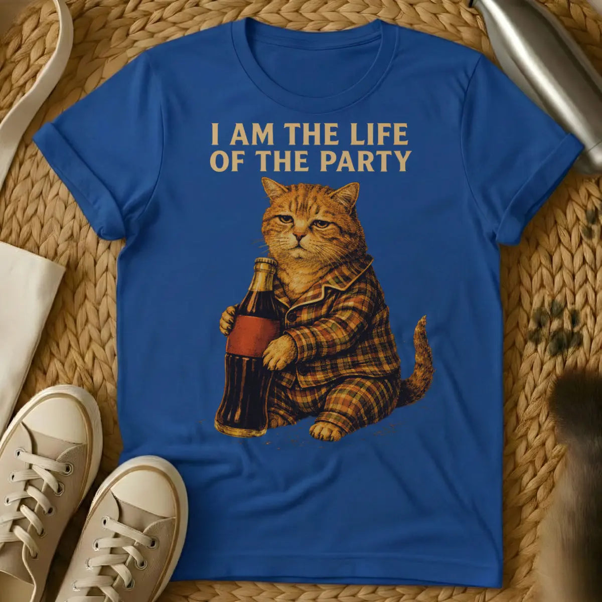Funny Grumpy Cat Tee - Blue T-Shirt - grumpy cat meme, iconic internet meme, relatable introvert humor