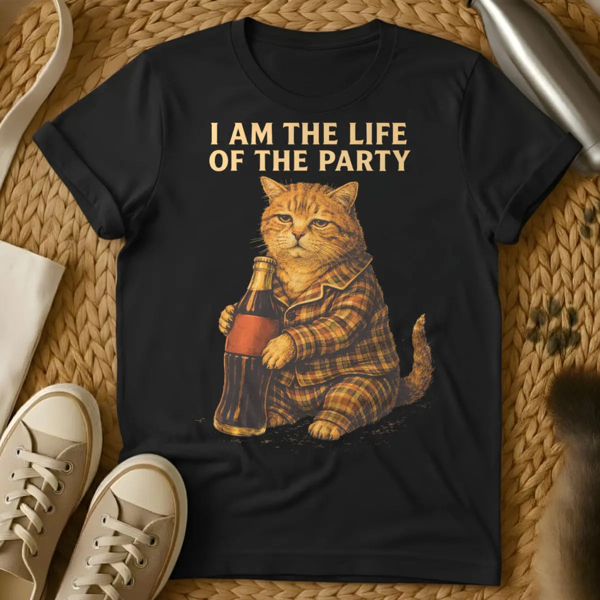 Funny Grumpy Cat Tee - Black T-Shirt - grumpy cat meme, iconic internet meme, relatable introvert humor