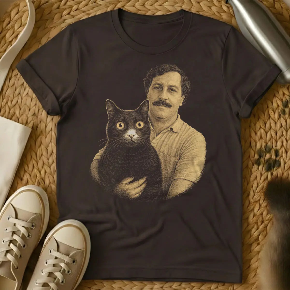 Pablo Escobar Cat Shirt - Dark Chocolate Cat T-Shirt