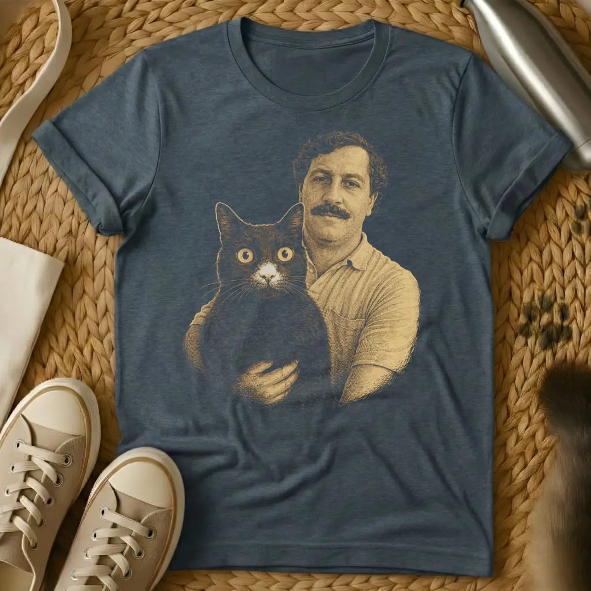 Pablo Escobar Cat Shirt - Dark Heather Cat T-Shirt