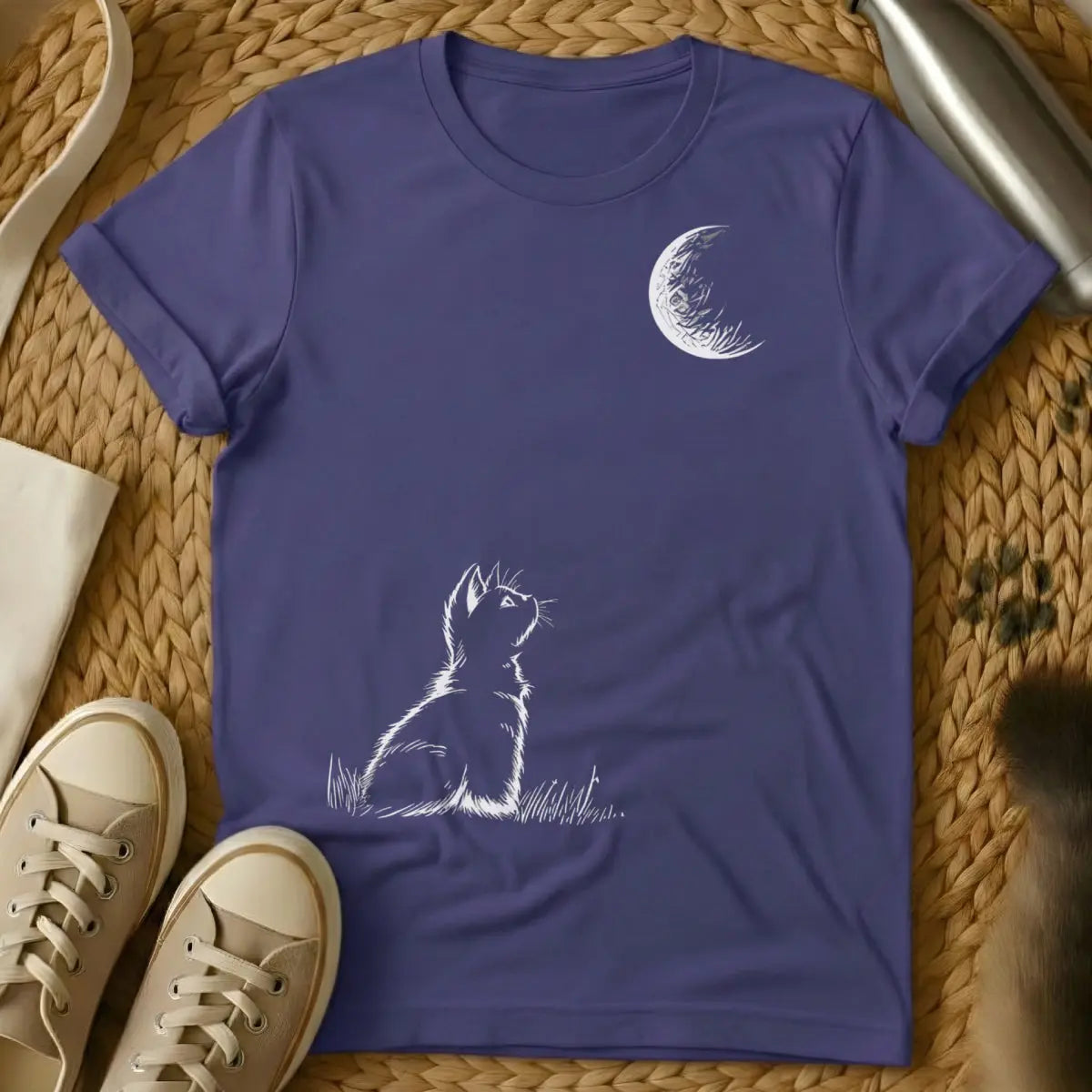 Celestial Cat Tee - Purple T-Shirt - astrology pet, cosmic cat, galaxy feline