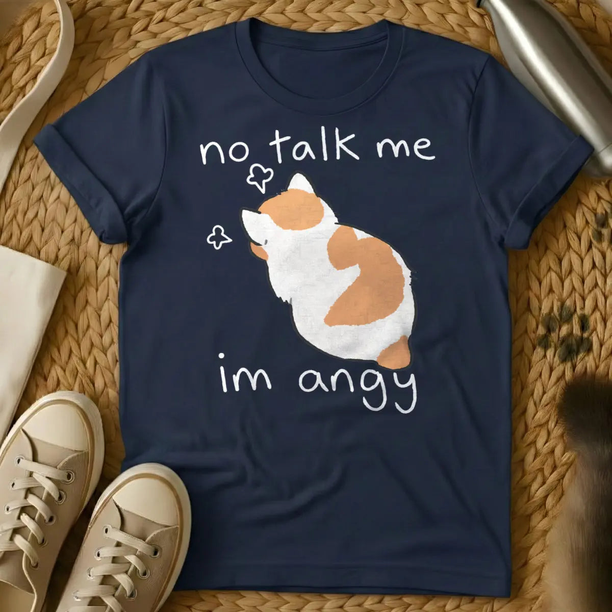 No Talk Me Im Angy Shirt - Navy Cat T-Shirt