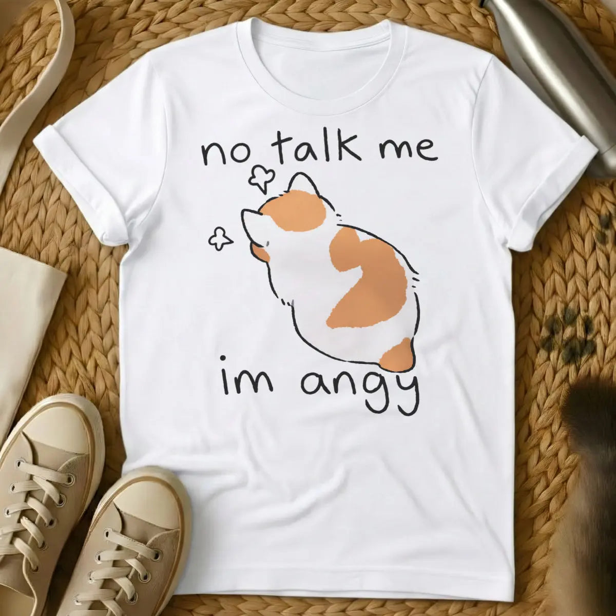 No Talk Me Im Angy Shirt - White Cat T-Shirt