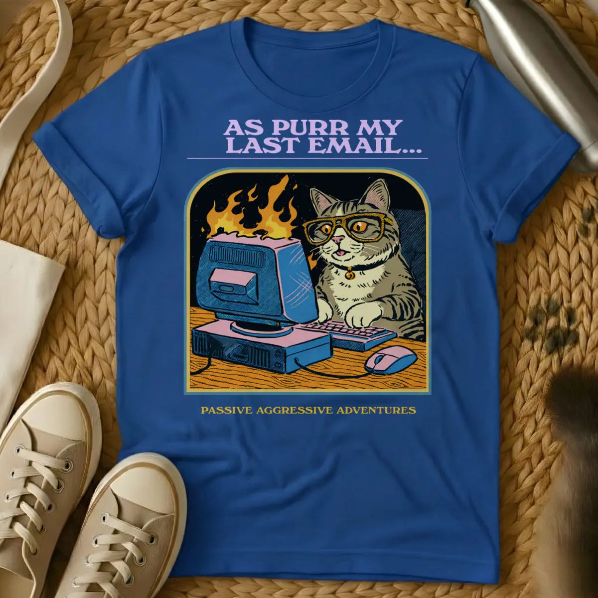 Workplace Humor Cat Shirt - Blue Cat T-Shirt