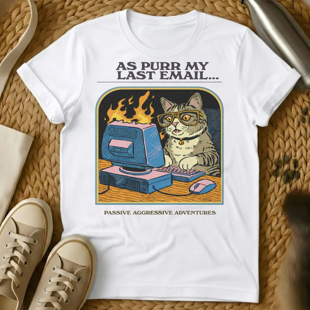 Workplace Humor Cat Shirt - White Cat T-Shirt