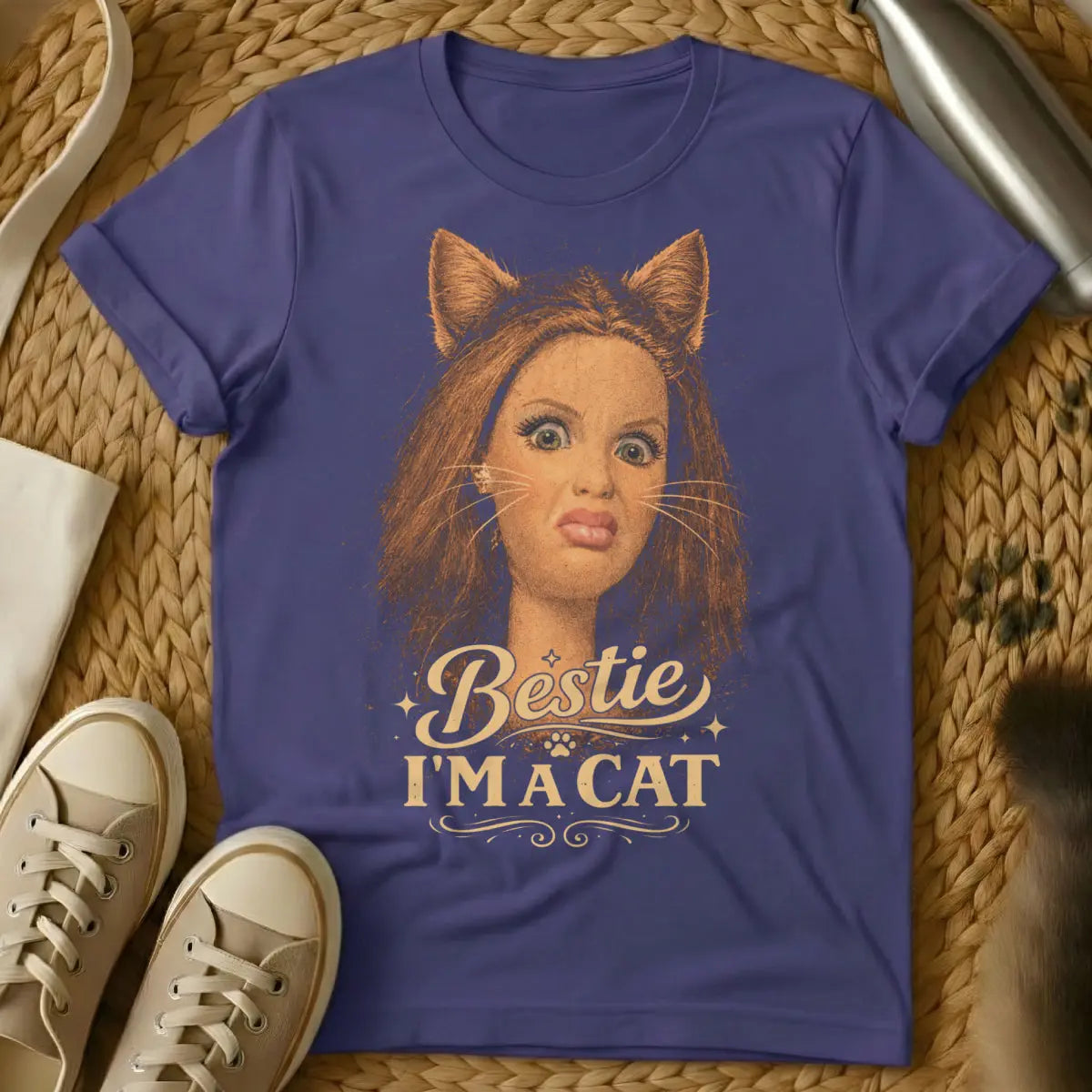 Cursed Cat Meme Shirt - Purple T-Shirt - blursed meme, deep fried meme, internet archaeology