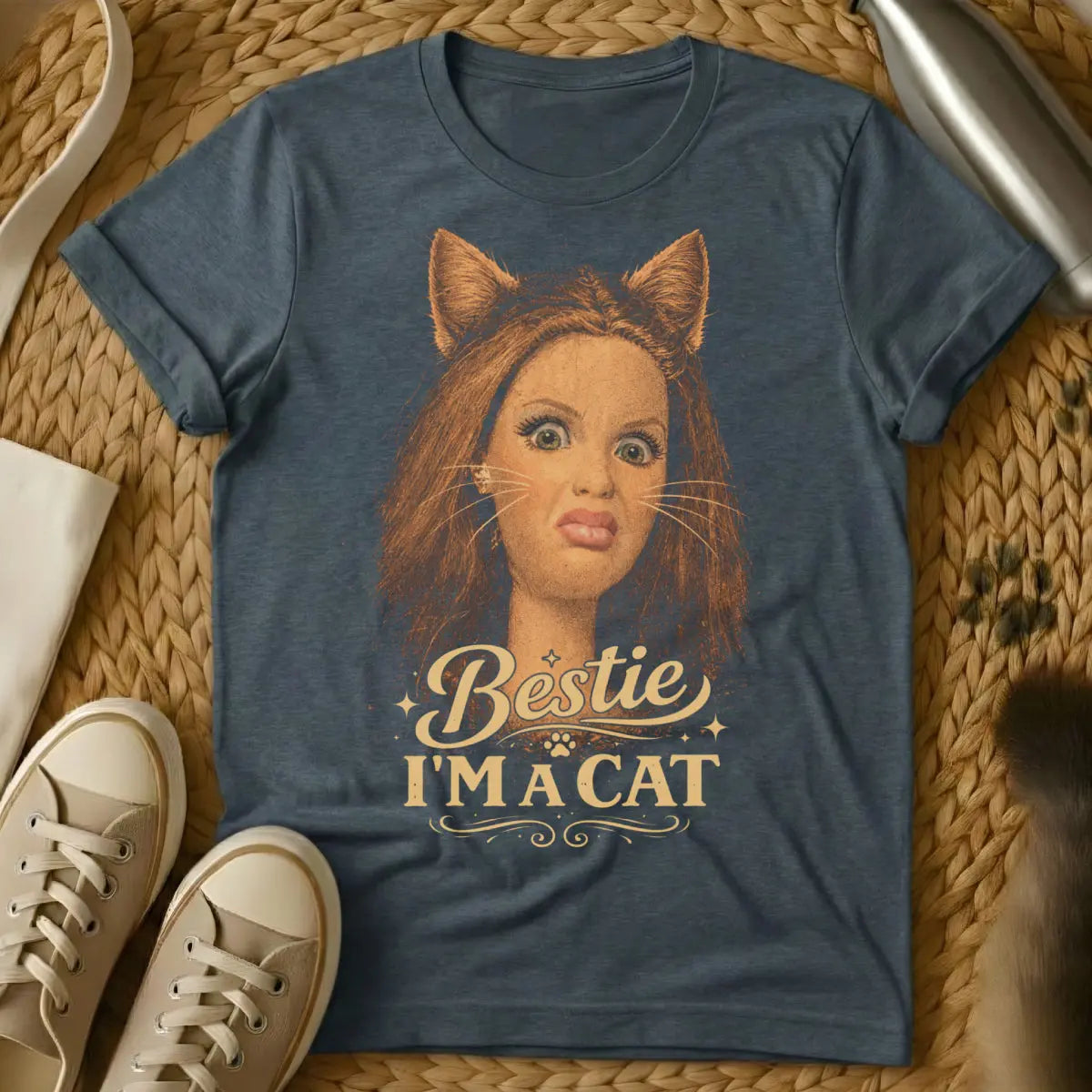 Cursed Cat Meme Shirt - Dark Heather T-Shirt - blursed meme, deep fried meme, internet archaeology