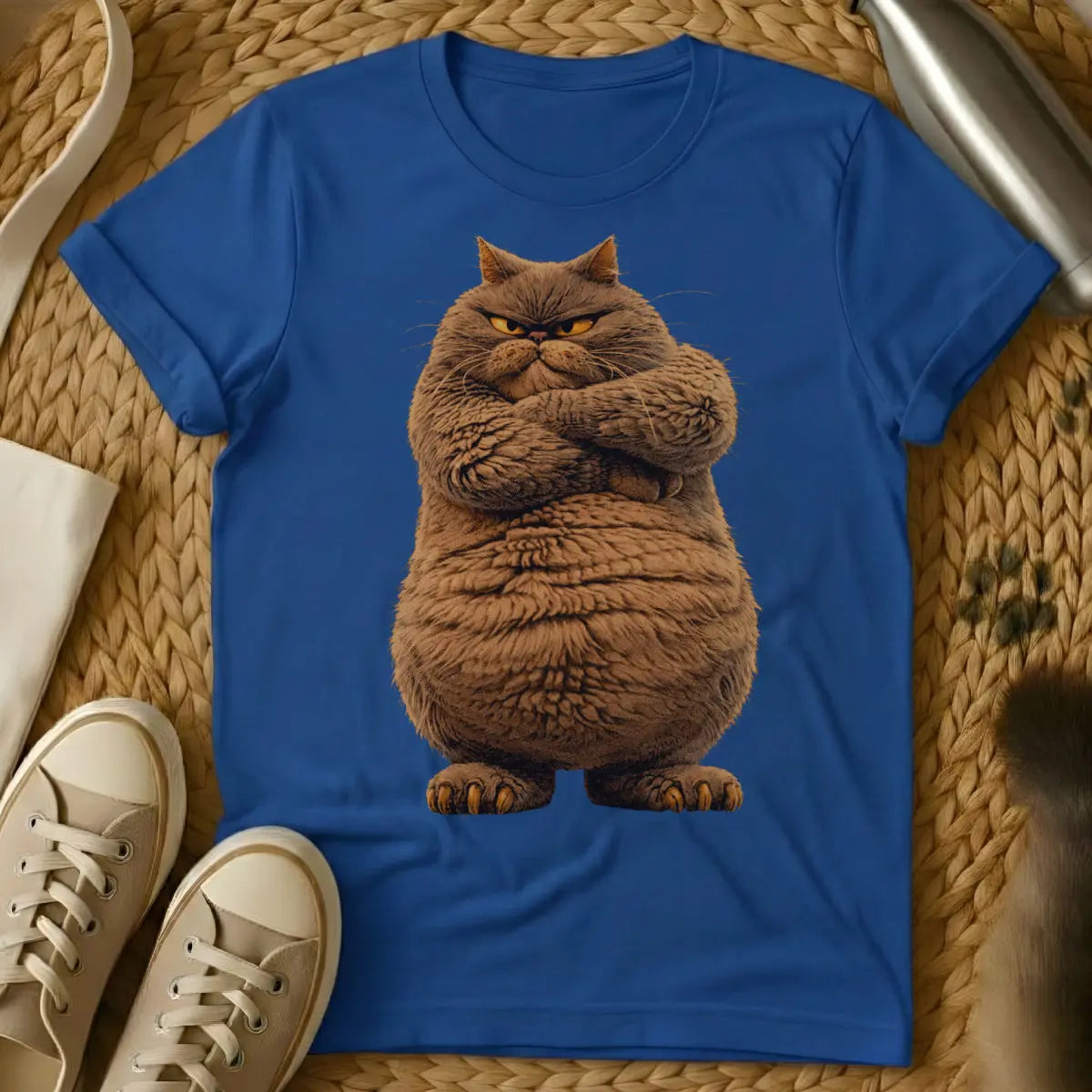 Funny Tough Cat Tee - Blue Cat T-Shirt