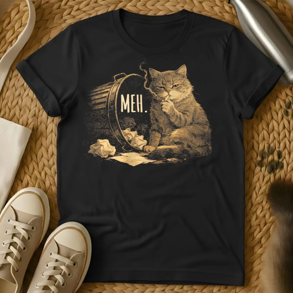 Funny Trash Cat Tee - Black Cat T-Shirt