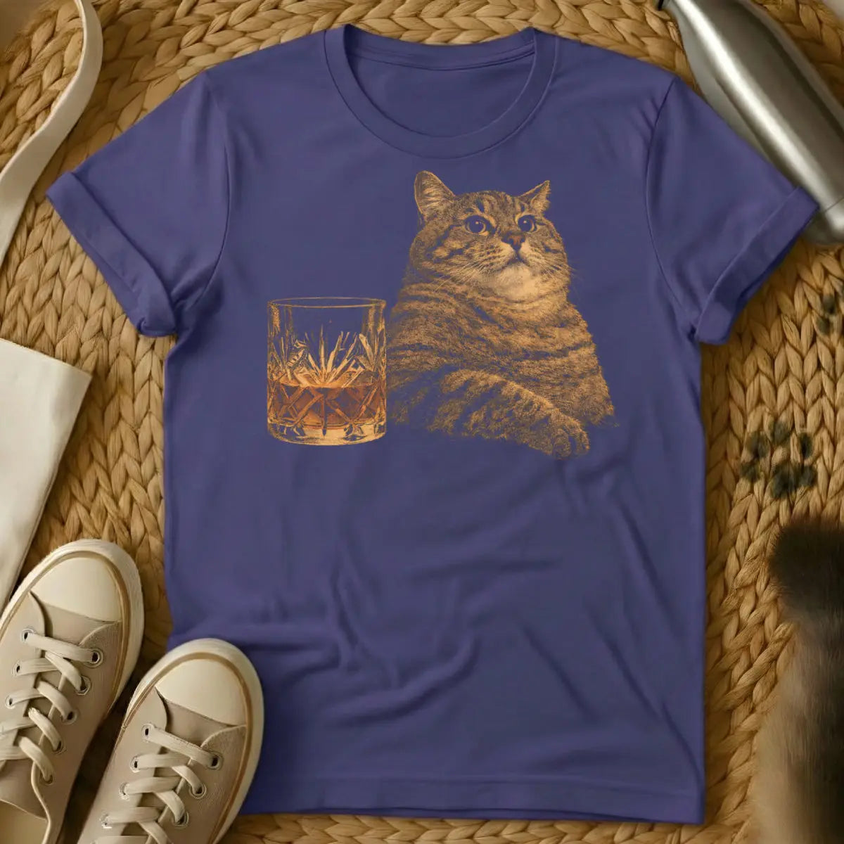 Whiskey Cat Shirt - Purple Cat T-Shirt