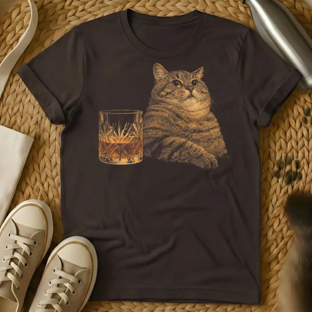 Whiskey Cat Shirt - Dark Chocolate Cat T-Shirt