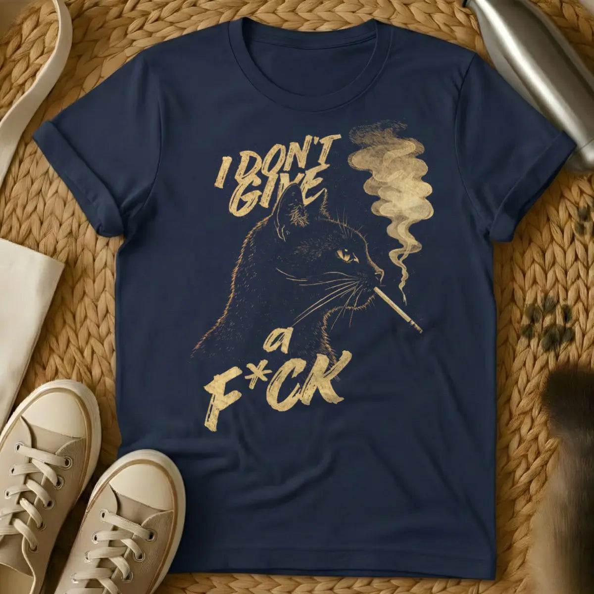 Funny Rebel Cat Shirt - Navy T-Shirt - anarchist cat, anti-establishment pet, defiant feline