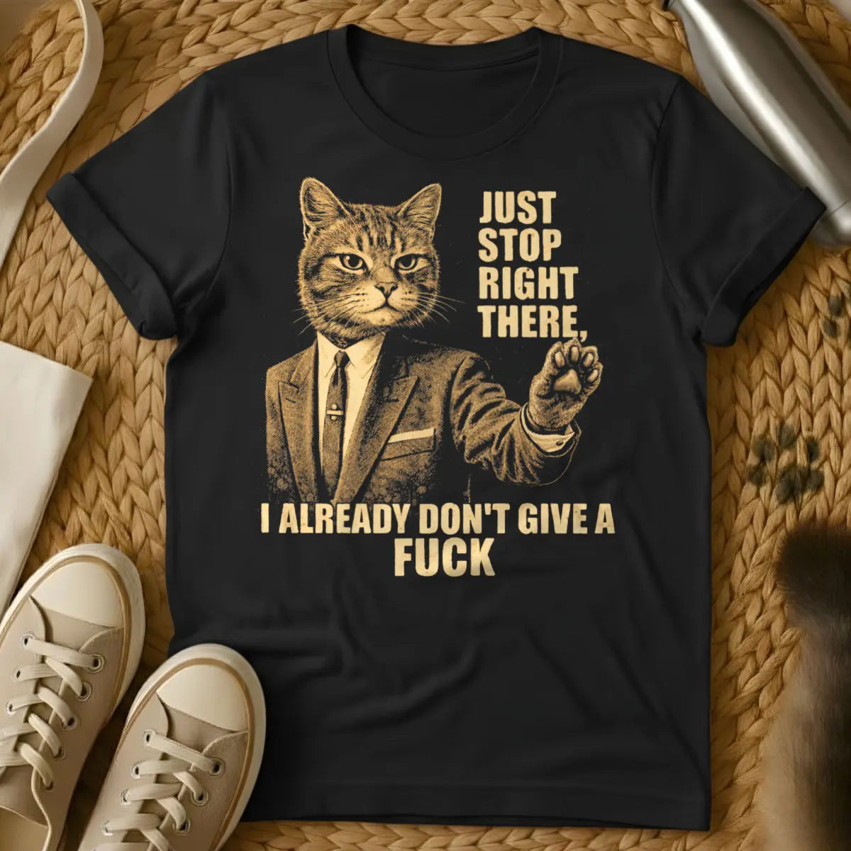 Sarcastic Office Cat Tee - Black Cat T-Shirt