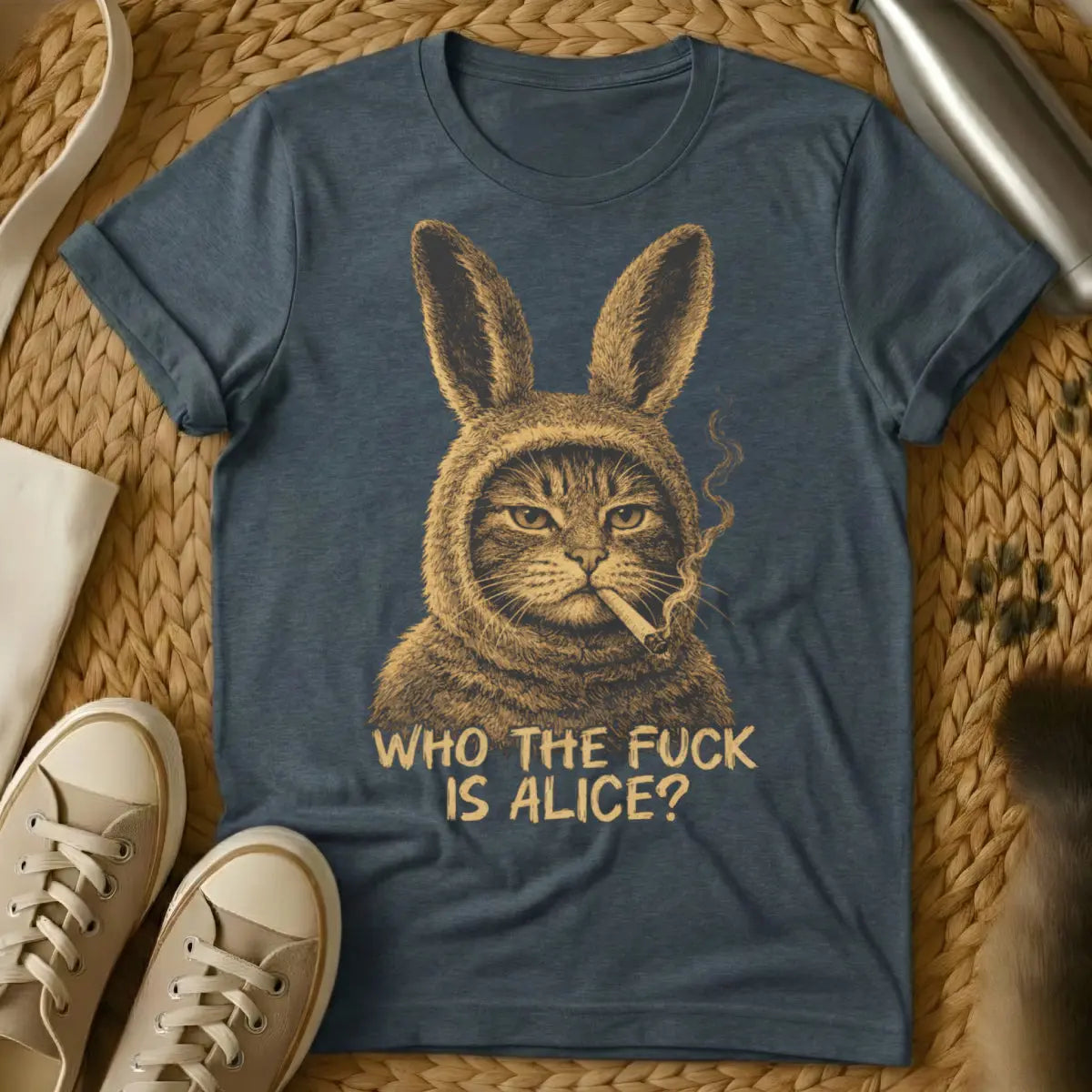 Who The Fuck Is Alice Cat Shirt - Dark Heather Cat T-Shirt