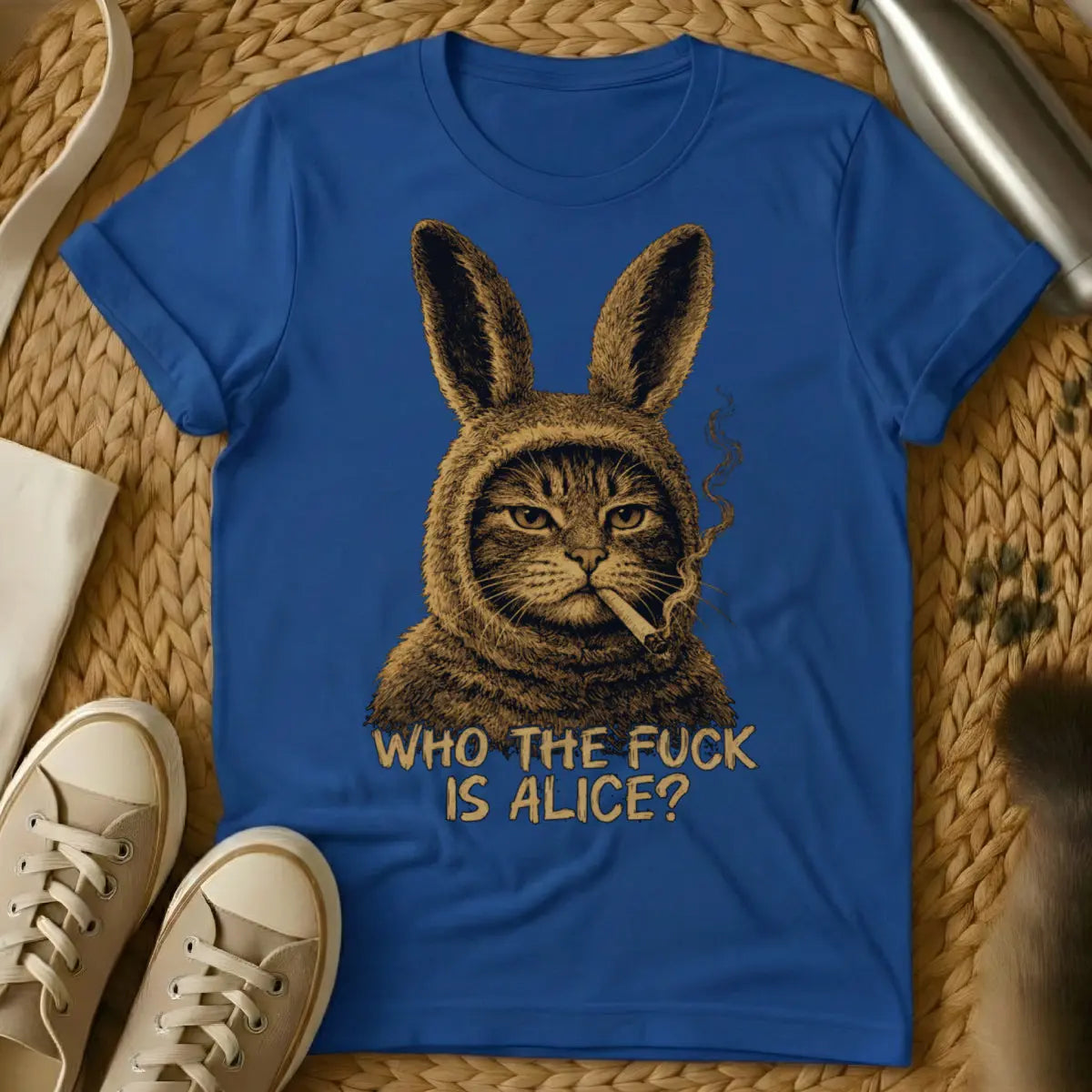 Who The Fuck Is Alice Cat Shirt - Blue Cat T-Shirt