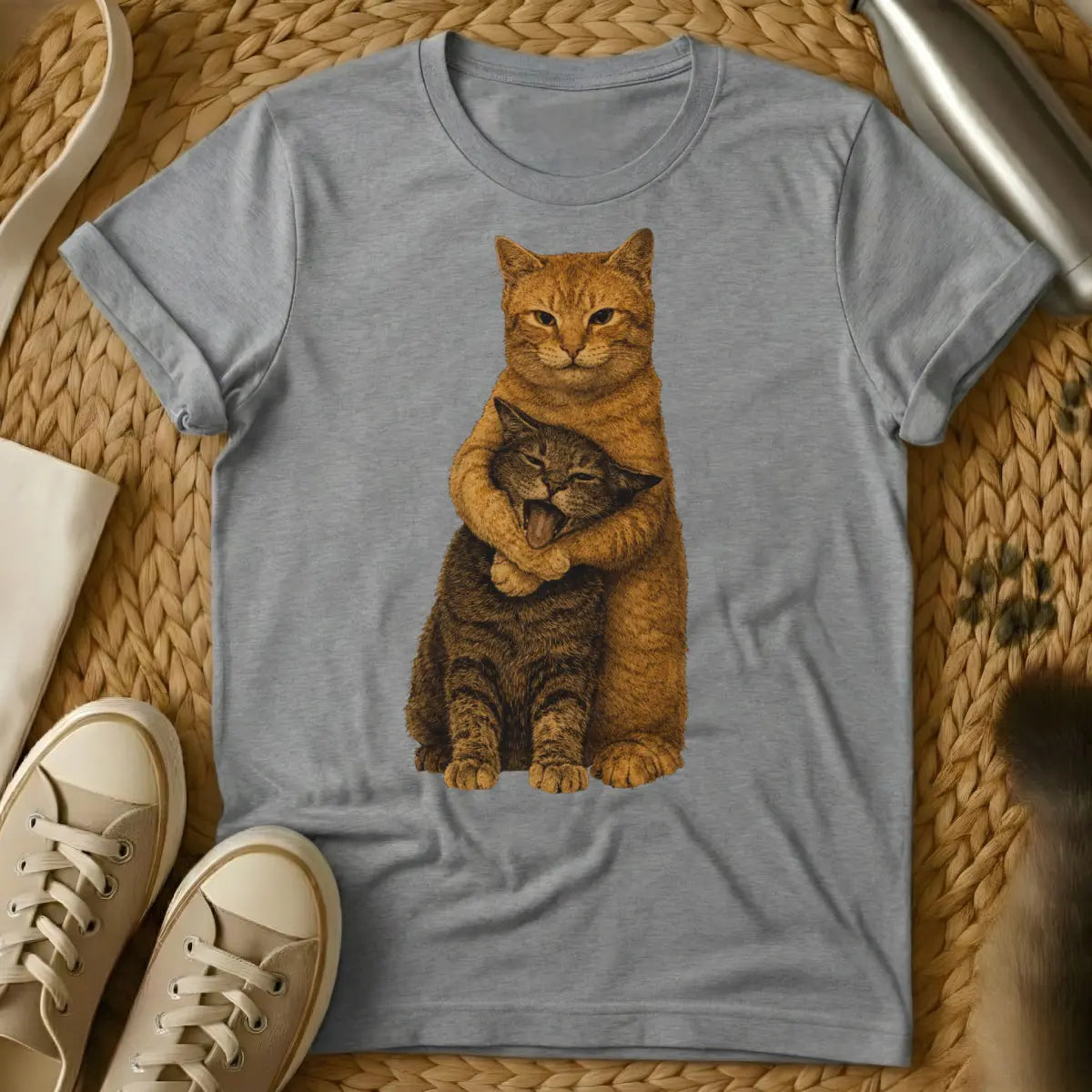 Hugging Cats Shirt - Gray Cat T-Shirt