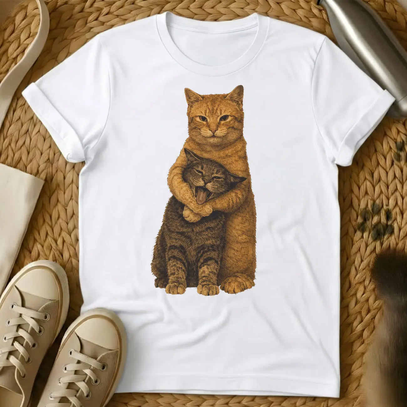 Hugging Cats Shirt - White Cat T-Shirt