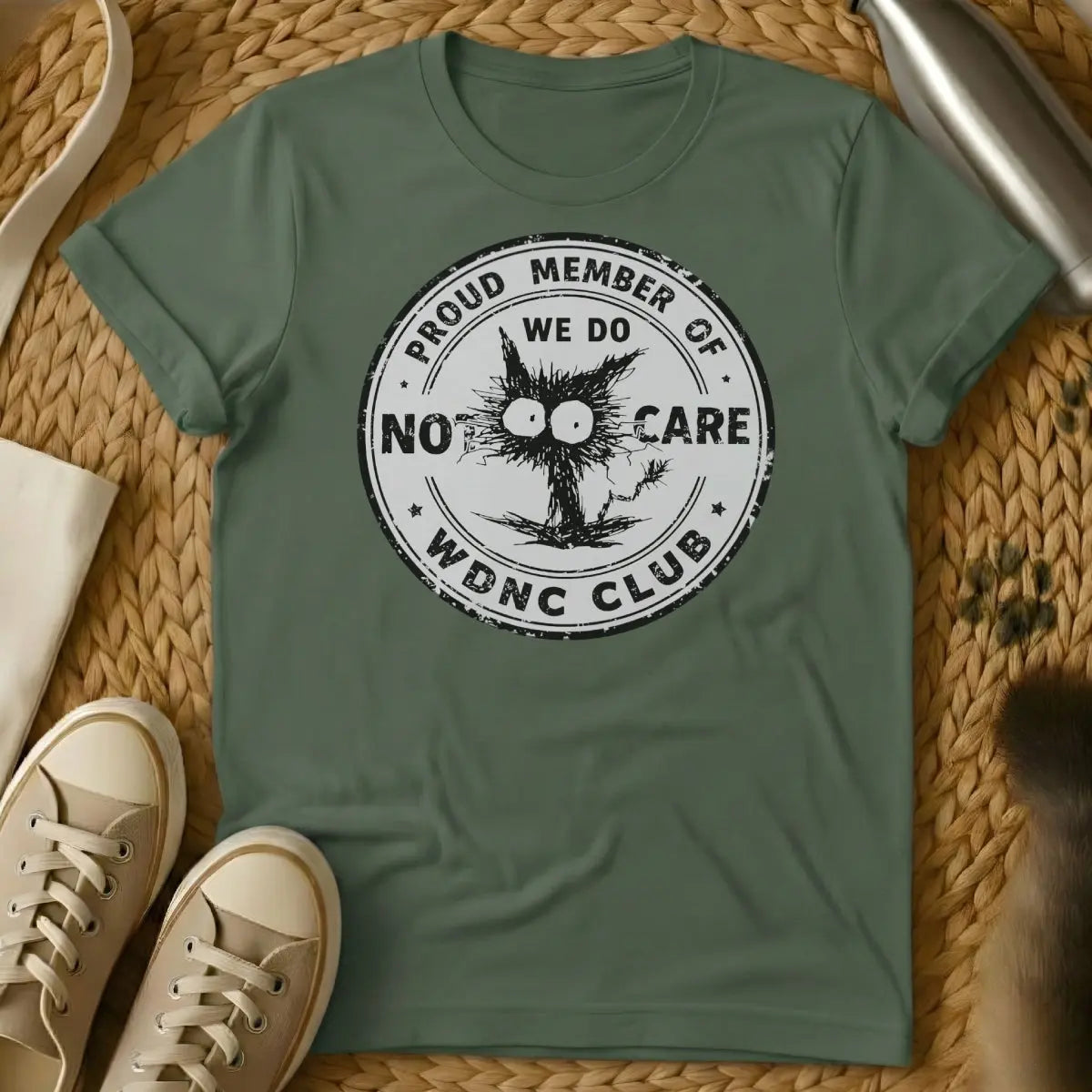 WDNC Club Shirt - Military Green Cat T-Shirt