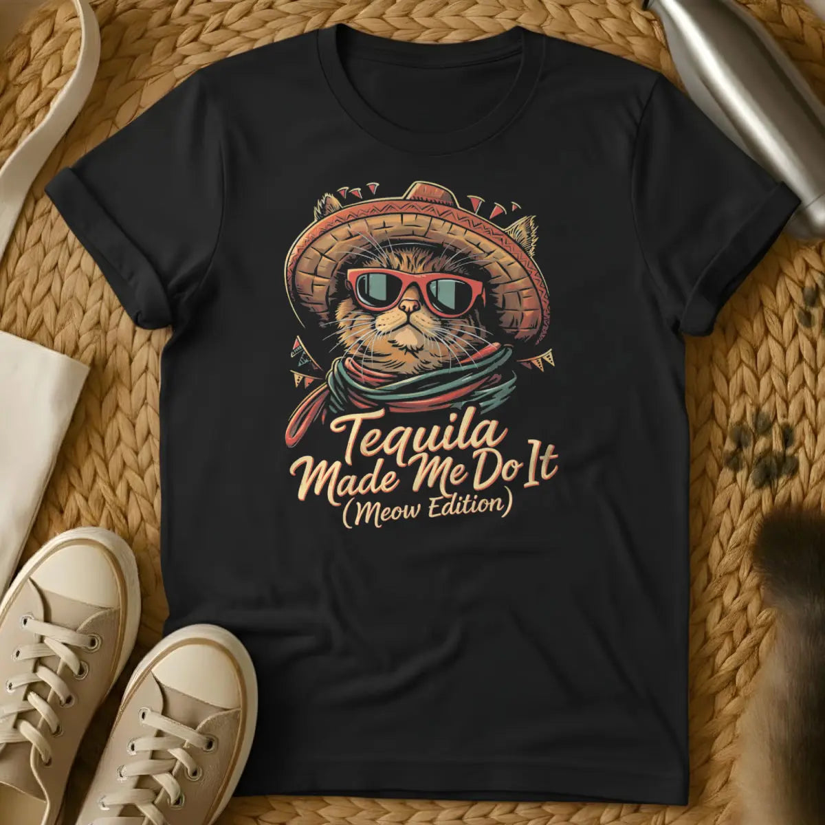 Tequila Made Me Do It Cat Shirt - Black Cat T-Shirt