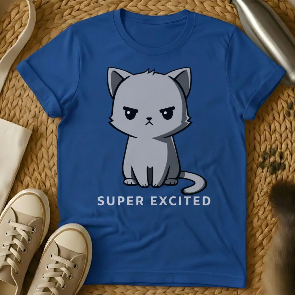 Super Excited Cat Shirt - Blue Cat T-Shirt