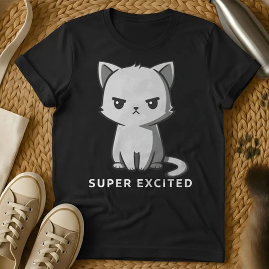 Super Excited Cat Shirt - Black Cat T-Shirt