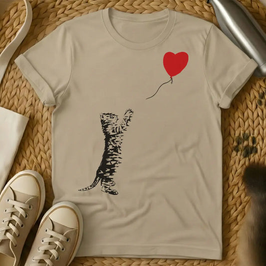 Banksy Cat Shirt - Sand T-Shirt - guerilla art, stencil art, street art aesthetic