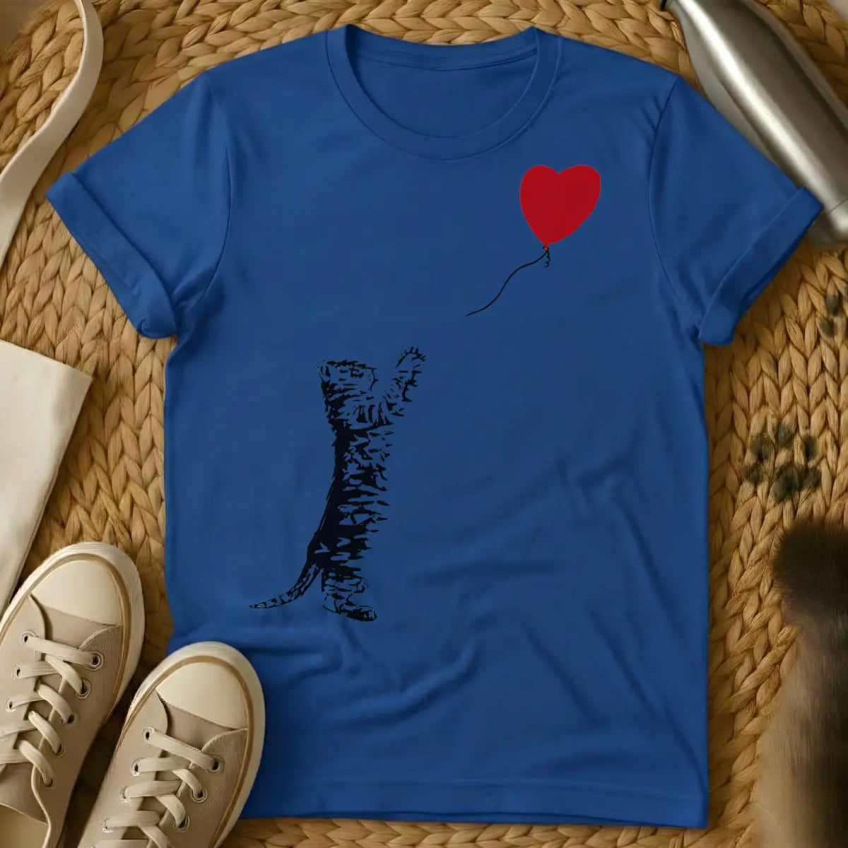 Banksy Cat Shirt - Blue T-Shirt - guerilla art, stencil art, street art aesthetic