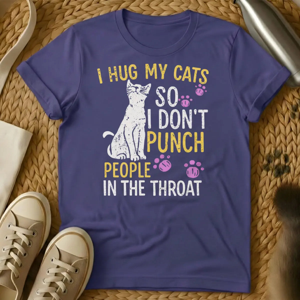I Hug My Cats Shirt - Purple Cat T-Shirt