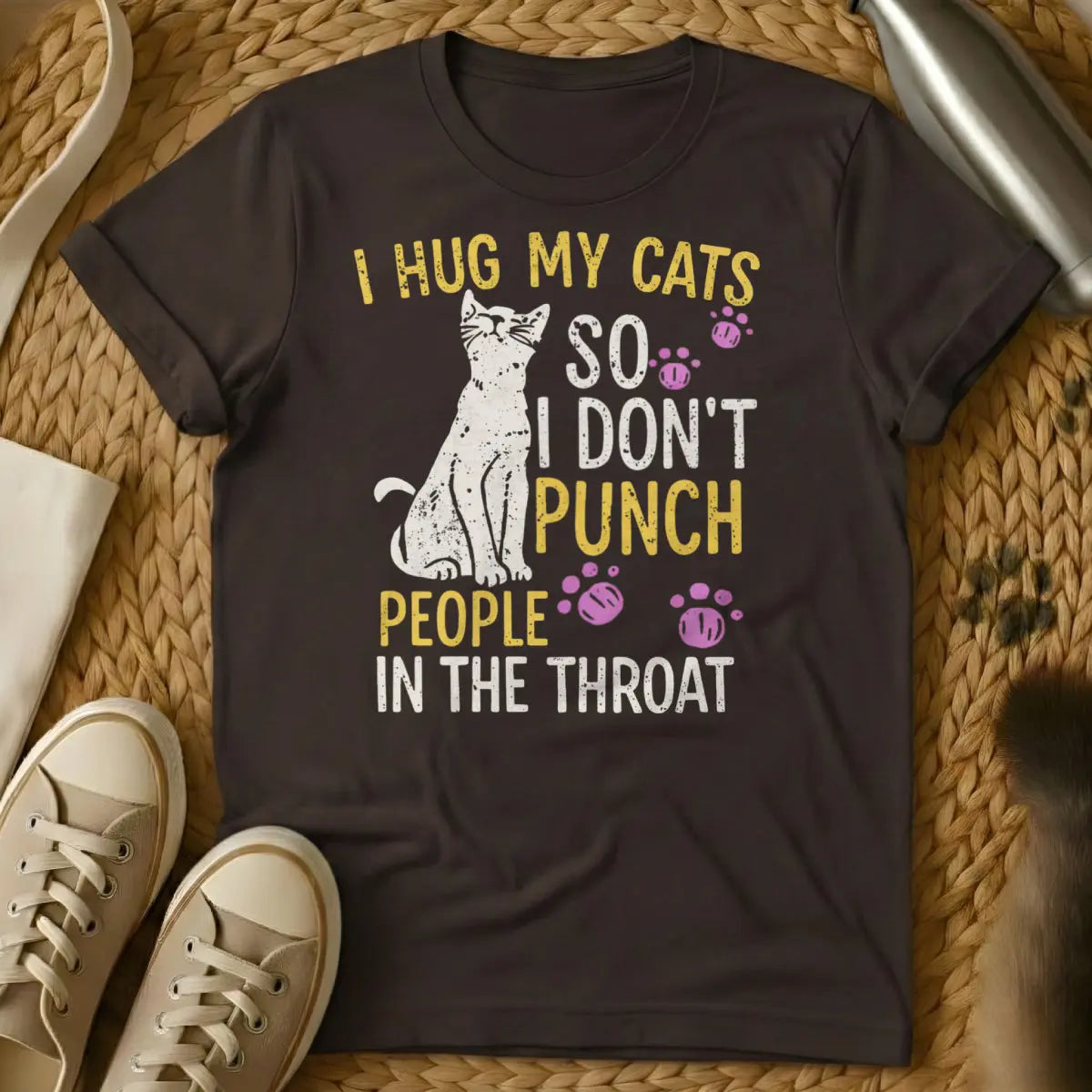 I Hug My Cats Shirt - Dark Chocolate Cat T-Shirt