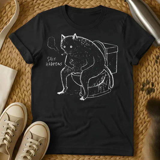 Shit Happens Cat Shirt - Black Cat T-Shirt