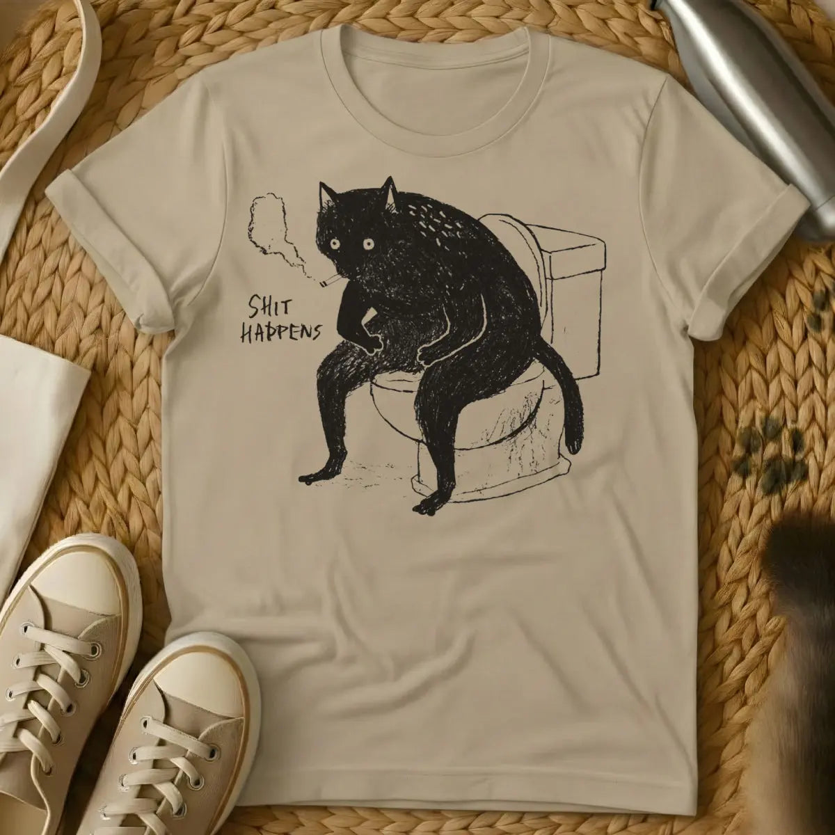 Shit Happens Cat Shirt - Sand Cat T-Shirt